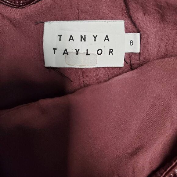 TANYA‎ TAYLOR Courtney Croc Embossed Faux Leather Skirt Cabernet Brown Size 8 - Picture 8 of 8